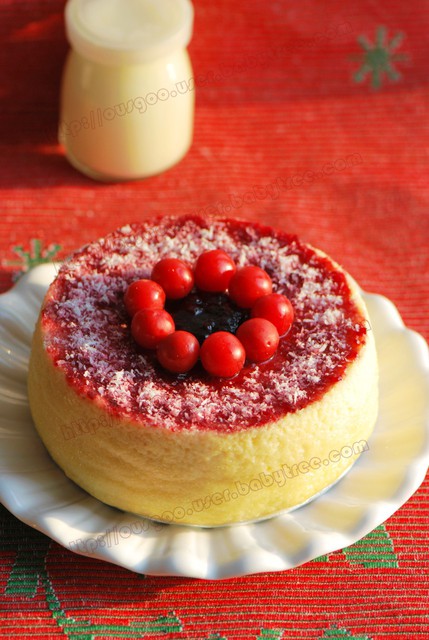 樱桃果酱轻乳酪蛋糕——送给朋友女儿的生日礼物