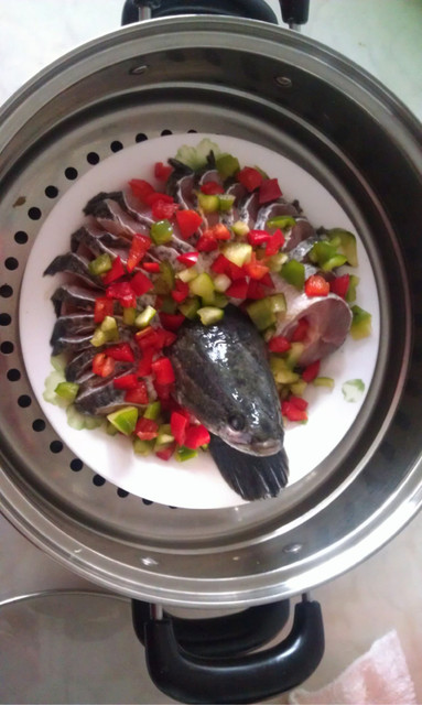 我也忍不住想发孕前做过的菜哦,显摆一下呵呵!   这是黑鱼,清蒸