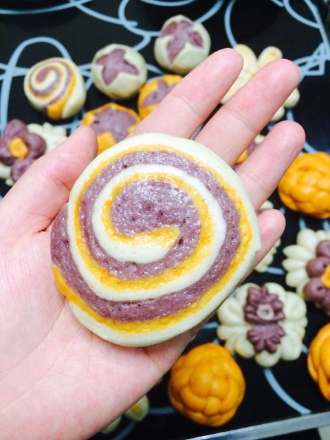 花样馒头——三色花卷,儿子叫它蜗牛